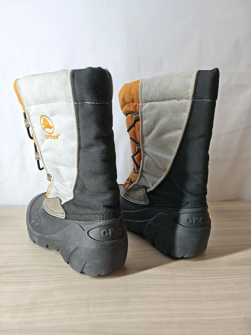 Crocs Snow Boots Toddler Size C2 Orange Gray Black Snomini Primaloft Winter